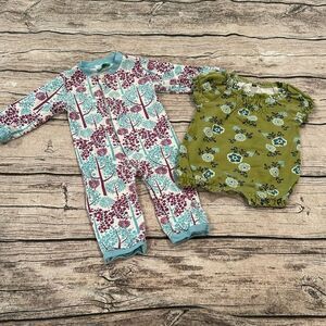 Baby Girl 3-6 Month Bundle! Organic Sleeper & Tea Collection Romper